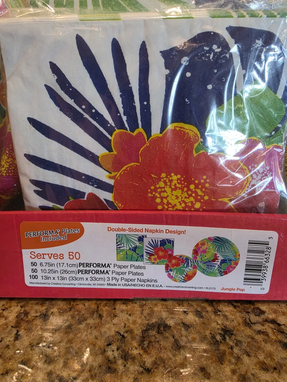 Performa Celebrate! Tropical Floral Paper Plate Napkins Party Pack Serves 50